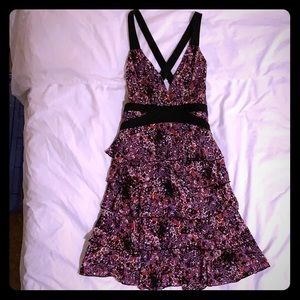 Floral Print Strappy Half Back Bebe Dress